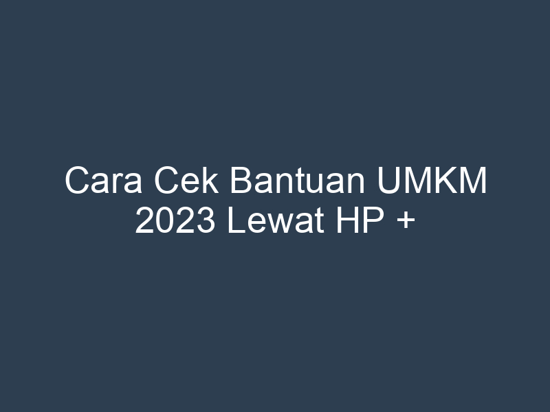 Cara Cek Bantuan UMKM 2023 Lewat HP + Mendapatkannya